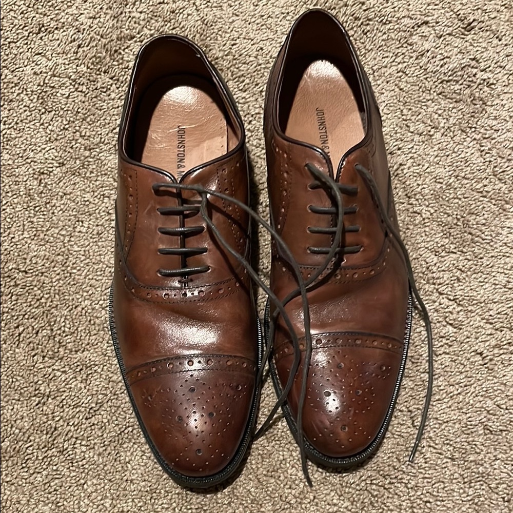 Johnston & Murphy Brown Leather Oxfords Classic Wingtip